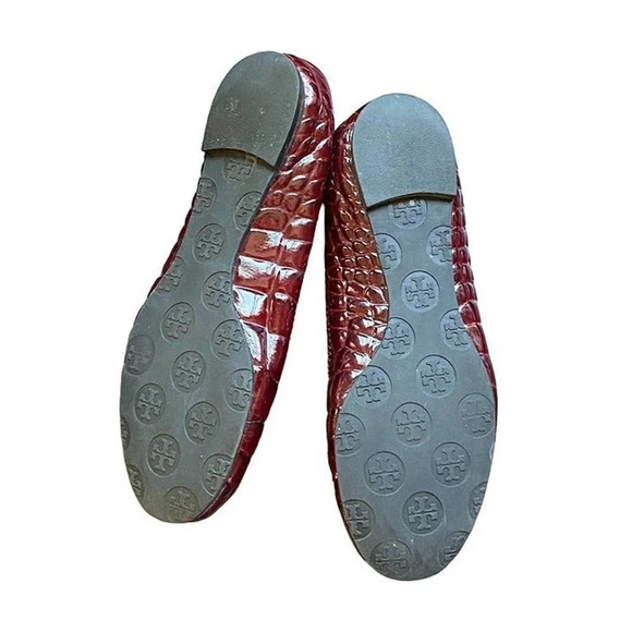 Tory Burch Minnie Travel Ballet Leather Burgundy Womens Casual US 6 M Slip Ons - Picture 8 of 12